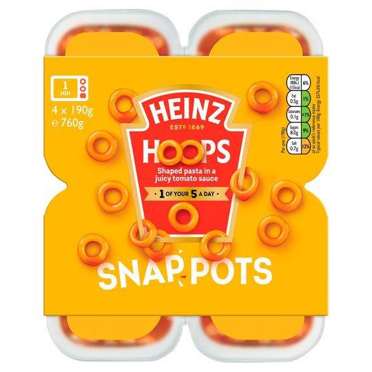 Heinz Spaghetti Snap Pots Hoops 4pk (4 x 190g) 