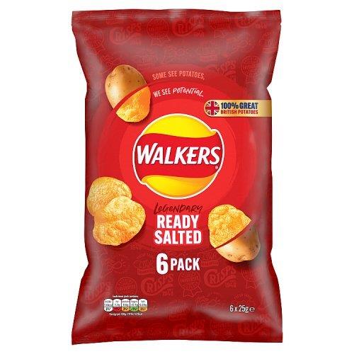 Walkers Crisps 6pk Ready Salted (6 x 25g)