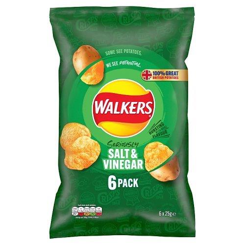 Walkers Crisps 6pk Salt & Vinegar (6 x 25g)