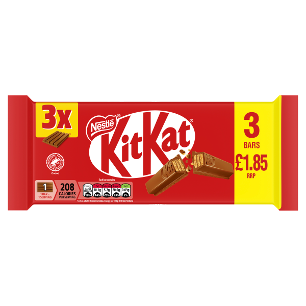 KitKat 4 Finger 3pk (3 x 41.5g) PM £1.85