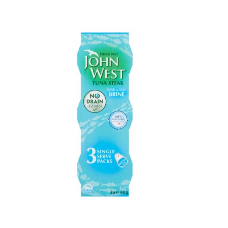 John West Tuna Steak Brine No Drain 3pk (3 x 60g)