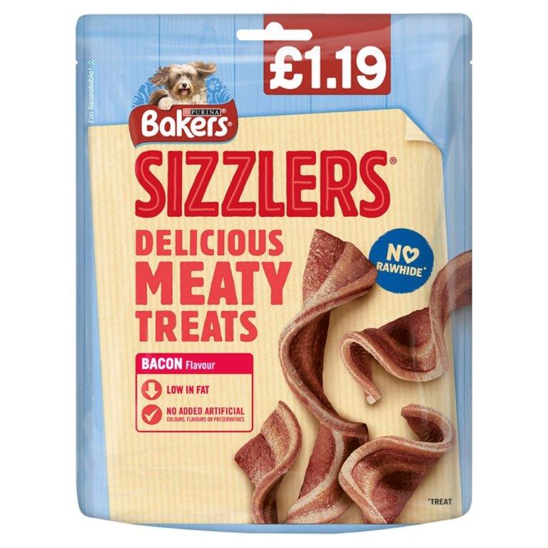 (Disontinued) Bakers Dog Treats Bacon Sizzlers PM £1.19 90g -PMP Changed