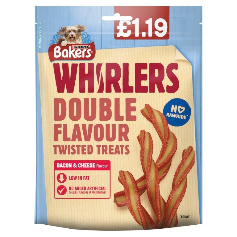 (Disontinued) Bakers Whirlers Double Twisted Bacon & Cheese PM £1.19 130g - PMP Changed