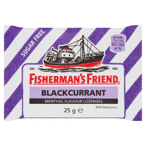 Fisherman's Friend Lozenges Blackcurrant Sugar Free With Sweeteners 25g pack shot