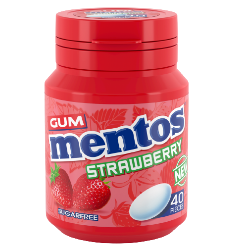 Mentos Gum 40pc Bottle Strawberry 56g pack shot