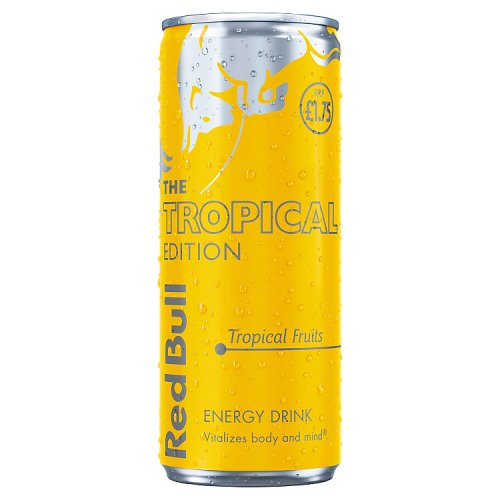 Red Bull Tropical Edition PM £1.75 250ml pack shot