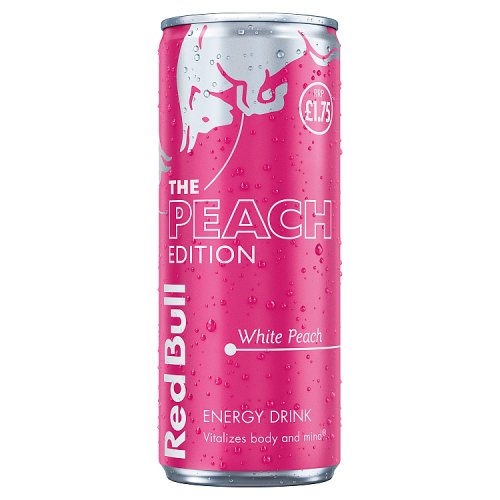Red Bull Energy White Peach Edition PM £1.75 250ml pack shot