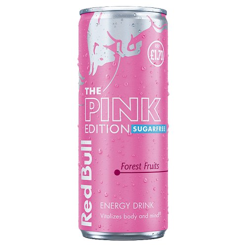 Red Bull Pink Edition Sugarfree Forest Fruits PM £1.70 250ml pack shot