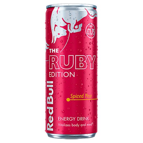 Red Bull Editions Ruby Spiced Pear £1.75 250ml pack shot