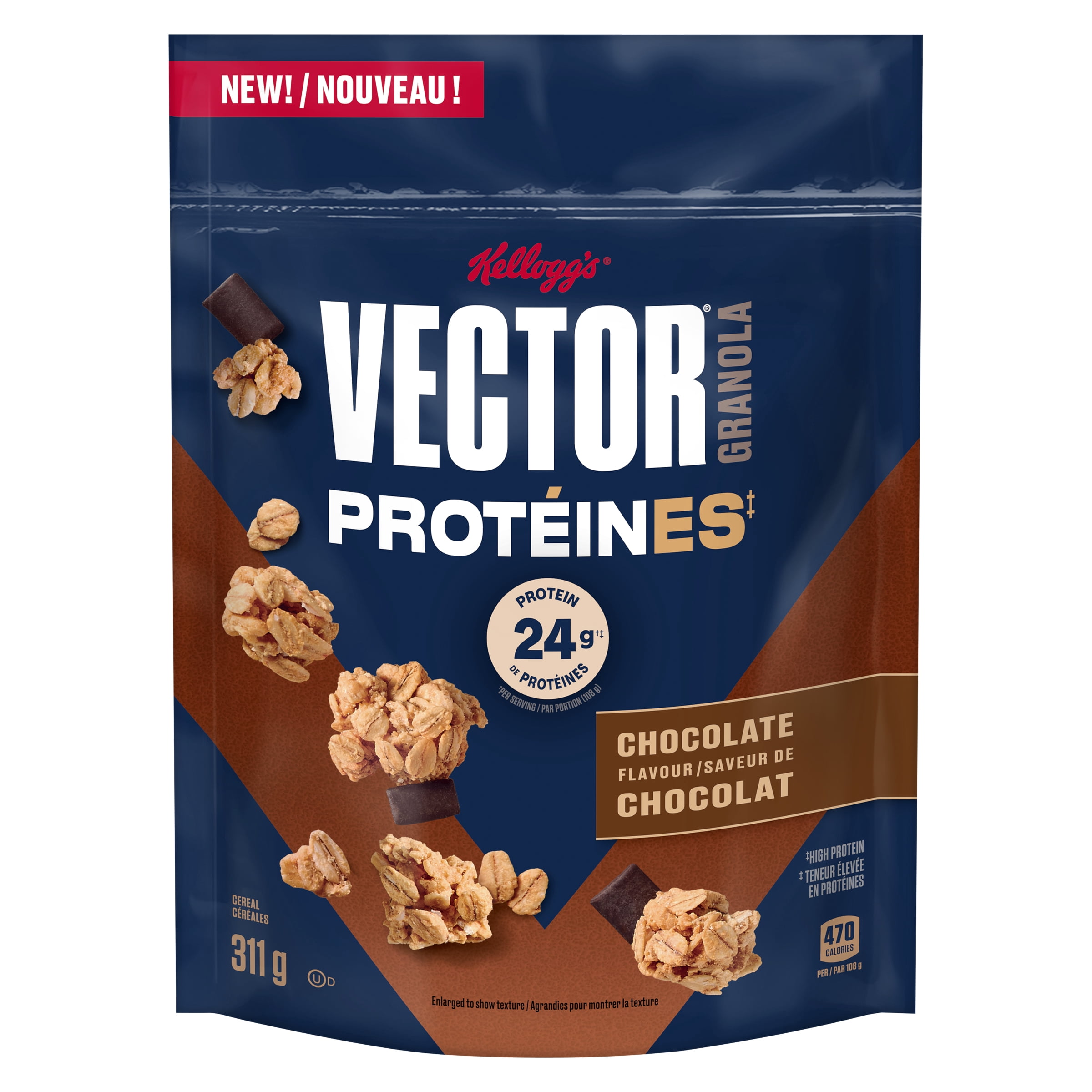 Kelloggs Vector Proteines Chocolate Granola 311g pack shot