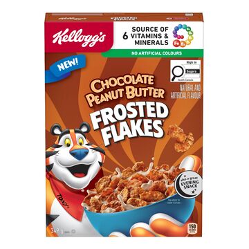 Kelloggs Frosted Flakes Chocolate Peanut Butter 349g pack shot