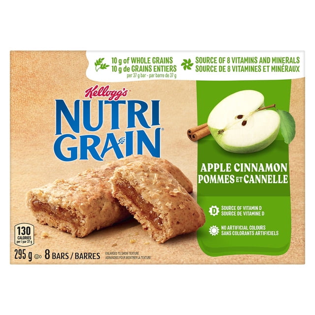 Kelloggs Nutrigrain Cereal Bars Apple Cinnamon 295g pack shot