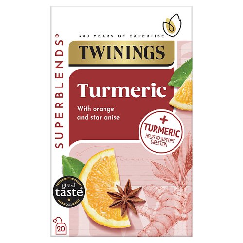 Twinings Superblends Tumeric Tea Bags 20s pack shot