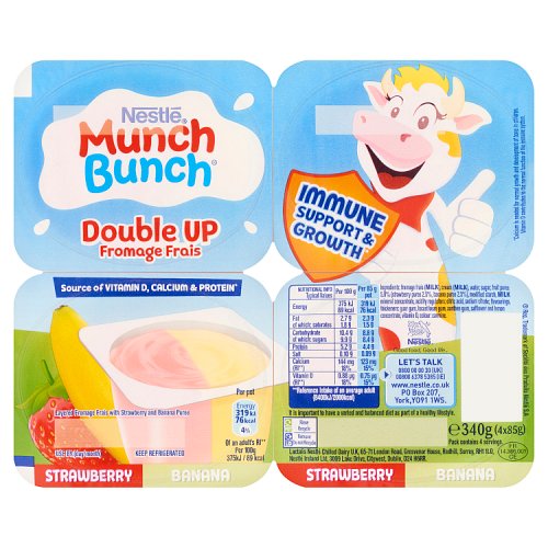 MUNCH BUNCH MEGA DOUBLE UP STRAWBERRY & BANANA 4PK pack shot