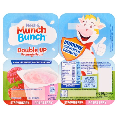 MUNCH BUNCH MEGA DOUBLE UP STRAWBERRY & RASPBERRY 4PK pack shot