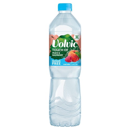 Volvic Touch of Fruit 6 x 1500ml Peach & Raspberry Sugar Free pack shot