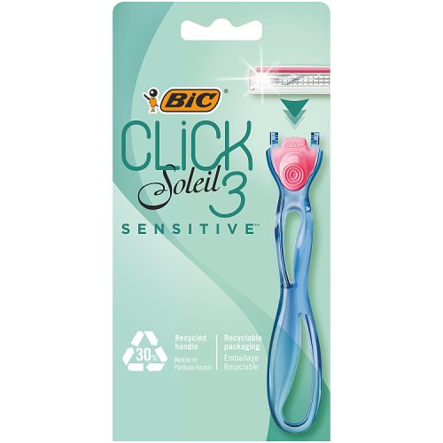 Bic Click 3 Soleil Sensitive Razor + 2 Blades pack shot