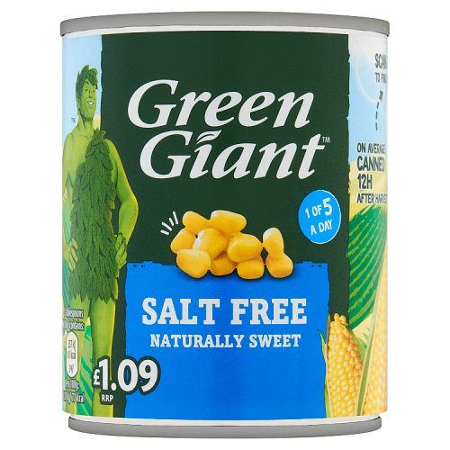 Green Giant Single 198G Super Sweet No Salt 12x198g PMP £1.20 pack shot