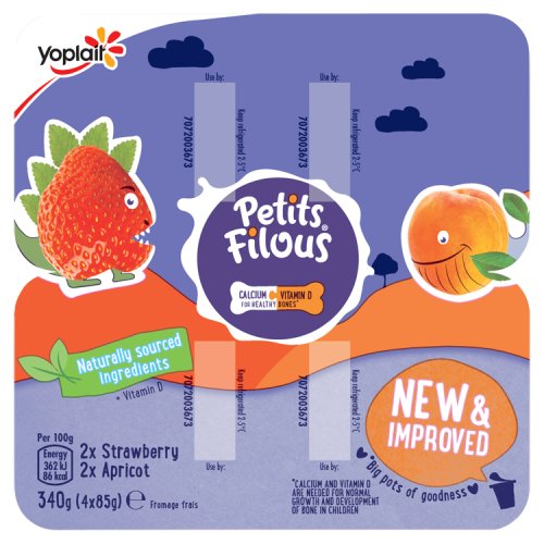 PETIT FILOUS BIG POT STRAWBERRY & APRICOT 4PK pack shot