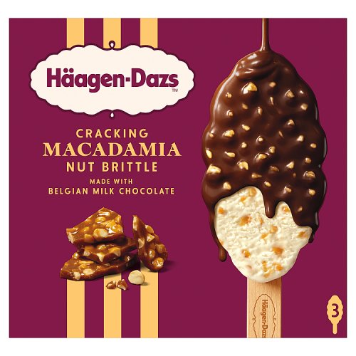 HAAGEN DAZS MACADAMIA NUT BRITTLE STICKS 3PK pack shot