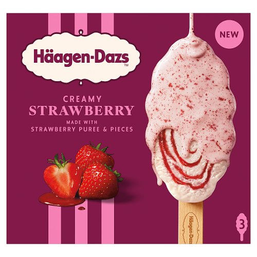 HAAGEN DAZS STRAWBERRY ICE CREAM 3PK pack shot
