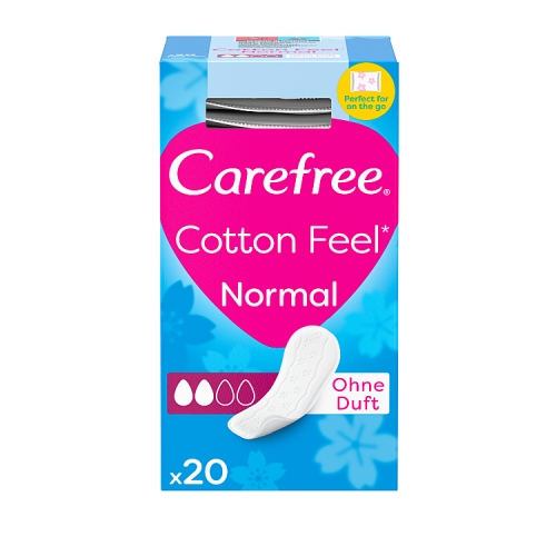 Carefree Pantyliners Cotton Fresh Unscented 20s pack shot
