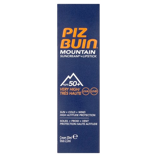Piz Buin Mountain Cream 50 and Lips 30 pack shot