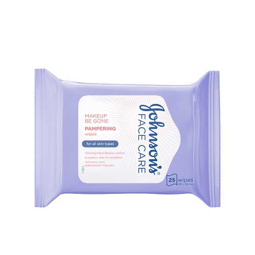 Johnsons Make Up Be Gone Face Wipes Pampering 25's pack shot
