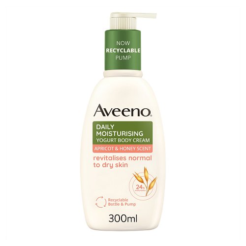 Aveeno Yoghurt Body Cream Apricot & Honey Scent 300ml pack shot