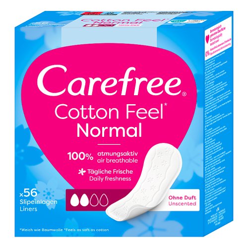 Carefree Cotton Unscented Pantyliners 56s pack shot