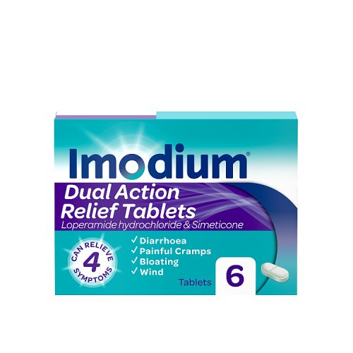 Imodium Dual Action Tabs 6s UK pack shot
