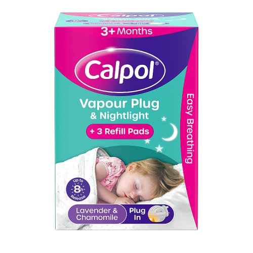 Calpol Vapour Plug Lavender and Chamomile Nightlight and 3 Refill Pads pack shot