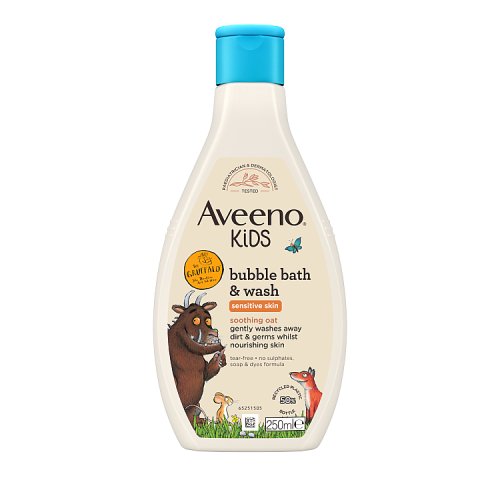 Aveeno Kids Bubble Bath and Wash 250ml pack shot