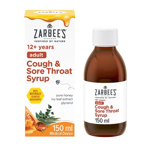Zarbee's Adult Cough & Sore Throat Syrup 150ml pack shot