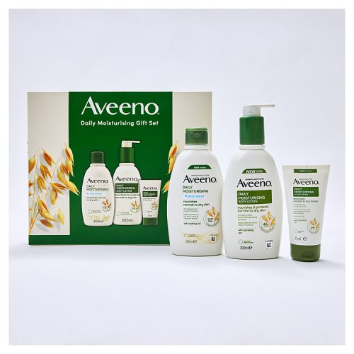 Aveeno Daily Moisture Giftset - DML Body Wash 300ml, DML Lotion 300ml, DML Hand Cream 75ml pack shot