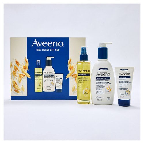 Aveeno Skin Relief Giftset - Skin Relief Oil 200ml, Skin Relief Lotion 300ml, Skin Relief Hand Cream 75ml pack shot