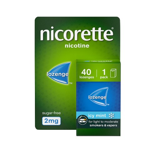 Nicorette Lozenge Icy Mint 2mg 40s pack shot