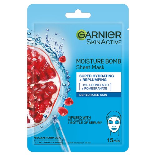 Garnier Moisture Bomb Pomegranate Face Sheet Mask 1s pack shot