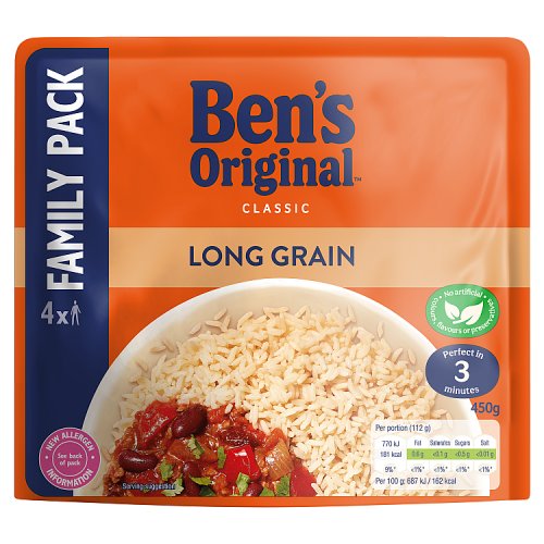 Bens Long Grain Rth Rice Family Pack 450g pack shot