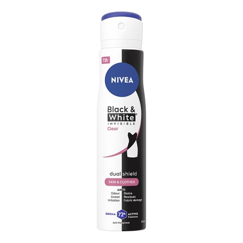 Nivea Deo 250ml Female Black & White Clear pack shot
