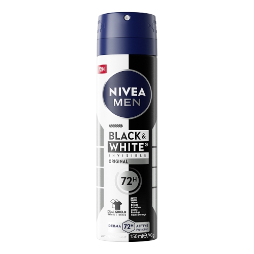 Nivea Deo 150ml Mens Invisible Black & White pack shot