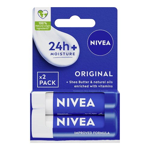 Nivea Lip Balm 2x4.8gm Essential Duo Pack pack shot