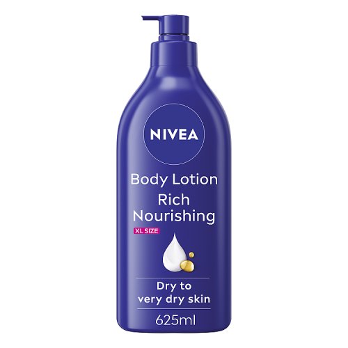 Nivea Body Lotion 625ml Rich Caring Milk (with Pump) pack shot