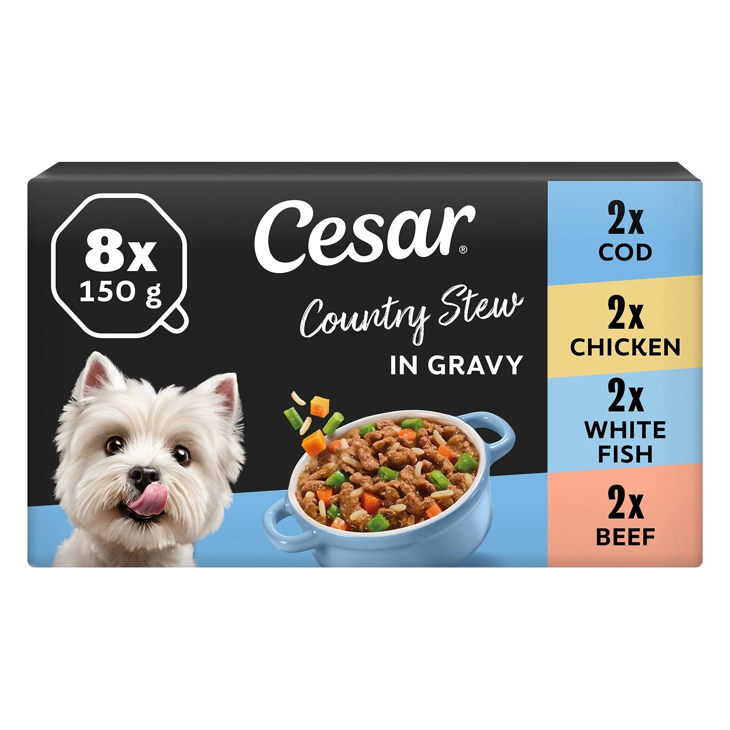Cesar Country Stew with Fish and Meat in Gravy 8pk (8 x 18.75g) pack shot