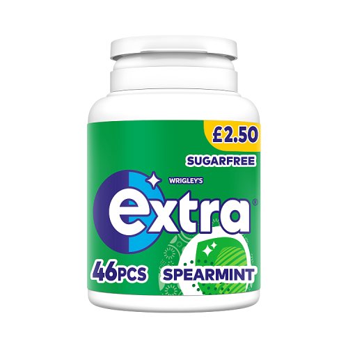 Wrigley's Extra Chewing Gum Bottle Spearmint 46's PMP £2.50 64g pack shot