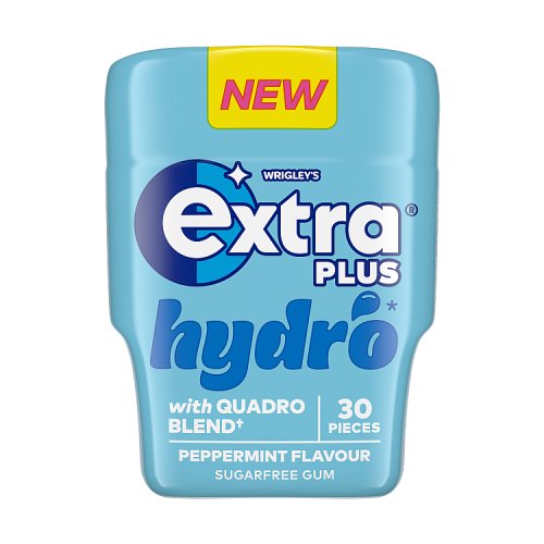 Wrigley Extra Plus Hydro Peppermint Bottle 67g pack shot