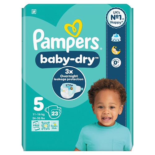 Pampers Baby Dry Taped Size 5 Carry Pack 23s pack shot