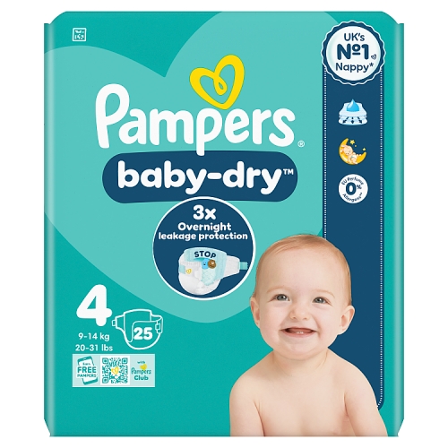 Pampers Baby Dry Taped Carry Pack Size 4 25s pack shot