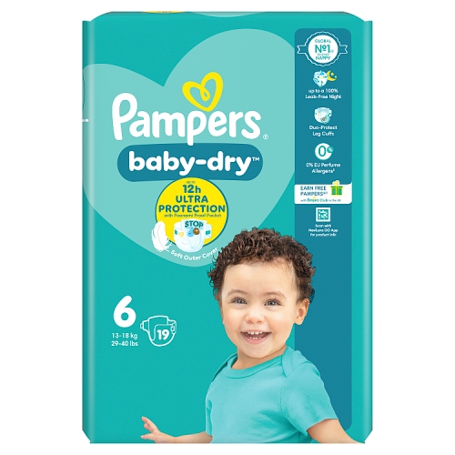 Pampers Baby Dry Taped Carry Pack Size 6 19s pack shot