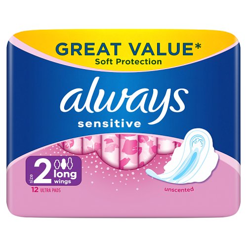 Always Sensitive Long Wings Size 2 12s pack shot